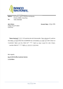 哥斯达黎加国家银行 哥斯达黎加银行信函参考模板Costa Rica Banco Nacional De Costa Rica Bank Letter Reference Template-帮司令