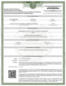 墨西哥电子专业职称认证证书模板Mexico Certificate of Authentication of Electronic Professional Title Template-帮司令