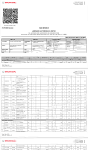 本田汽车服务及零件税务发票模板Honda Vehicle Service and Parts Tax Invoice Template-帮司令