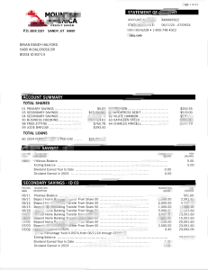 美国山地美洲信用社账户对账单模板United States Mountain America Credit Union Account Statement Template-帮司令