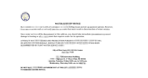 美国密歇根州弗林特市水务公司停水账单通知 Word 和 PDF 模板（版本 3）USA City Of Flint Michigan Water Utility Bill shutoff Notice Word And PDF Template (Version 3)-帮司令