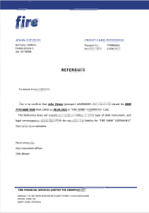 德国消防银行账户推荐信模板Germany Fire Bank Account Reference Letter Template-帮司令