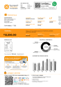 印度 Torrent Power 电费账单模板（Word 和 PDF 格式）India Torrent Power Electricity Bill Template in word and pdf format-帮司令