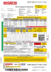 印度BSES拉杰达尼电力有限公司电力账单模板India BSES Rajdhani Power Limited Electricity Bill Template-帮司令