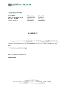 肯尼亚合作银行推荐信模板第二版Kenya Co-operative Bank Reference Letter Template Version 2-帮司令