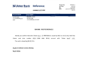 爱尔兰阿尔斯特银行推荐信模板第二版Ireland Ulster Bank Reference Letter Template Version 2-帮司令