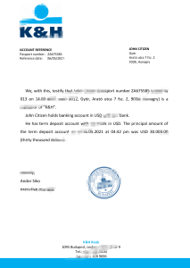 匈牙利K&H银行推荐信模板版本2Hungarian K&H Bank Recommendation Letter Template Version 2-帮司令
