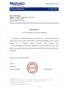日本瑞穗银行推荐信模板第二版Japan Mizuho Bank Reference Letter Template Version 2-帮司令