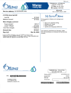 加拿大渥太华市水务账单模板（Word 和 PDF 格式）Canada City of Ottawa Water Utility Bill Template in word and pdf format-帮司令