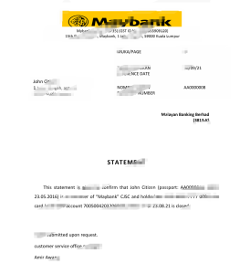 马来西亚美来银行推荐函模板Recommendation letter template from Miri Bank Malaysia-帮司令