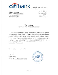 肯尼亚花旗银行推荐信模板Citibank Kenya Recommendation Letter Template-帮司令