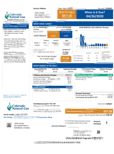 美国科罗拉多州天然气公用事业账单Word和PDF模板Colorado Natural Gas Utility Bill (Word and PDF Templates)-帮司令