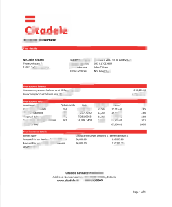 爱沙尼亚Citadele Banka Eesti Filiaal AS银行对账单Excel和PDF模板Estonian Citadele Banka Eesti Filiaal AS Bank Statement Excel and PDF Templates-帮司令