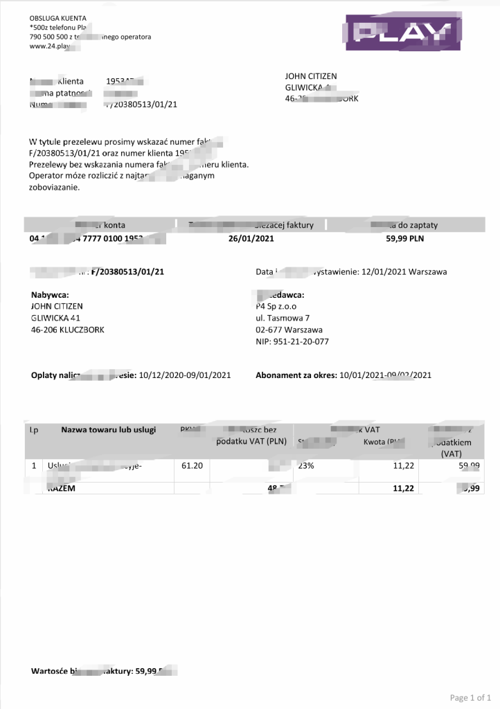 波兰公用事业账单 Word 和 PDF 模板