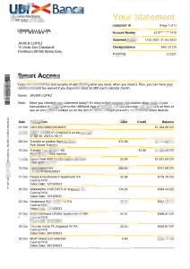 意大利UBI Banca银行对账单模板（Word和PDF格式）Italy UBI Banca Bank Statement Template in word and pdf format-帮司令