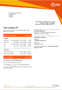 英国EDF能源账单模板（Word和PDF格式）United Kingdom EDF Energy Bill Template in word and pdf format-帮司令