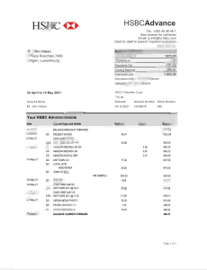 卢森堡汇丰银行对账单 Excel 和 PDF 模板Luxembourg HSBC Bank Statement Excel And PDF Template-帮司令