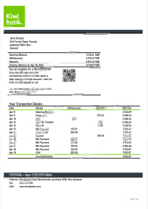 新西兰 Kiwibank 银行对账单 Word 和 PDF 模板New Zealand Kiwibank Bank Statement Word And PDF Template-帮司令