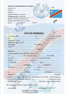 刚果民主共和国出生证明模板（Word 和 PDF 格式）Democratic Republic of the Congo Birth Certificate Template in word and pdf format-帮司令