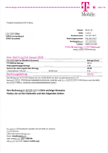 德国 T-Mobile 公用事业账单 Word 和 PDF 模板Germany T Mobile Utility Bill Word And PDF Template-帮司令