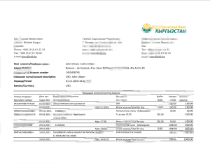 吉尔吉斯斯坦 Kirgizbank 银行对账单 Excel 和 PDF 模板Kyrgyzstan Kirgizbank Bank Statement Excel And PDF Template-帮司令