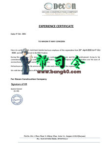 Decon建筑公司经验证明PSD模板Decon Construction Company Experience Certificate PSD Template-帮司令