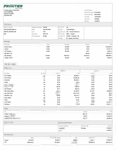 美国边疆航空公司工资单 Word 和 PDF 模板United States Frontier Airlines Incorporated Pay Statement Word And PDF Template-帮司令