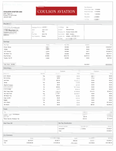 美国库尔森航空工资单模板（Word 和 PDF 格式）United States Coulson Aviation Paystub Template In Word And PDF Format-帮司令