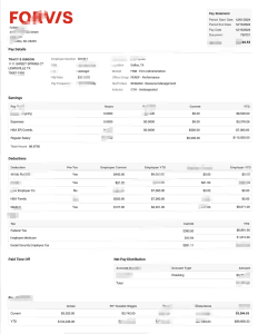 美国 FORVIS LLP 工资单模板（Word 和 PDF 格式）United States FORVIS LLP Paystub Template In Word And PDF Format-帮司令
