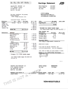 美国亚马逊服务有限责任公司收益报表 Word 和 PDF 模板USA Amazon Services LLC Earnings Statement Word And PDF Template-帮司令
