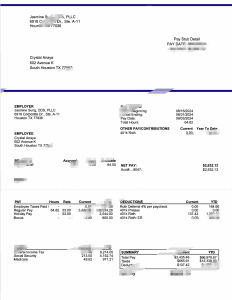美国 Jasmine Sung DDS PLLC 工资单模板（Word 和 PDF 格式）United States Jasmine Sung DDS PLLC Pay Stub Template In Word And PDF Format-帮司令