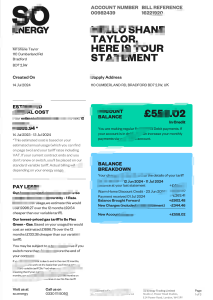 英国能源公司电力和燃气公用事业账单 Word 和 PDF 模板（3 页）UK So Energy Electricity And Gas Utility Bill Word And PDF Template (3 Pages)-帮司令