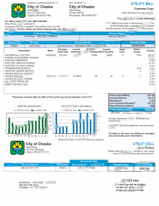 美国查斯卡市公用事业账单模板（Word 和 PDF 格式）United States City of Chaska Utility Bill Template in word and pdf format-帮司令