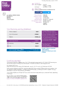 英国FirstUtility燃气账单模板（Word和PDF格式）UK FirstUtility Gas Bill Template in Word And PDF Format-帮司令