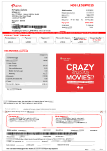 印度 Airtel 手机账单模板（Word 和 PDF 格式）India Airtel Mobile Phone Bill Template in Word and PDF Format-帮司令