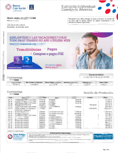 哥伦比亚银行卡哈社会银行对账单模板Colombia Banco Caja Social Bank Statement Template-帮司令