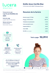 西班牙卢塞拉能源公用事业账单 Word 和 PDF 模板（4 页）Spain Lucera Energy Utility Bill Word And PDF Template (4 Pages)-帮司令