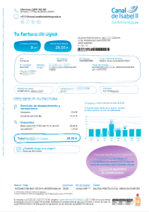 西班牙伊莎贝尔二世运河水费账单 Word 和 PDF 模板（2 页）Spain Canal de Isabel II Water Bill Word And PDF Template (2 Pages)-帮司令