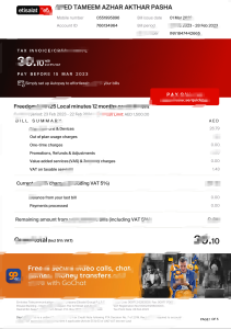 阿联酋电信 (Etisalat) 电子账单模板（Word 和 PDF 格式）UAE Etisalat by e& Utility Bill Template in word and pdf format-帮司令