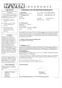 英国避风港保险机动车保险证书PSD模板UK Safe Haven Insurance Motor Vehicle Insurance Certificate PSD Template-帮司令