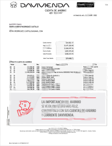 哥伦比亚达维维恩达银行账户对账单模板Colombia Davievinda Bank Account Statement Template-帮司令