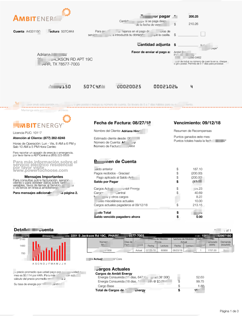 Ambit 能源公用事业账单模板，包含 Word 和 PDF 格式