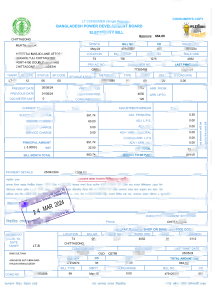 孟加拉国电力发展委员会电费单模板Bangladesh Power Development Board Electricity Bill template-帮司令