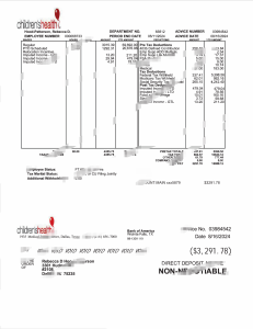 美国儿童健康工资单 Word 和 PDF 模板USA Children’s Health Paystub Word And PDF Template-帮司令