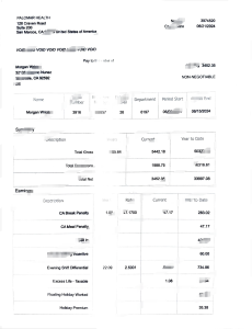 美国帕洛玛健康工资单 Word 和 PDF 模板（6 页）USA Palomar Health Paystub Word And PDF Template (6 Pages)-帮司令