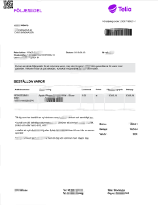 瑞典 Telia 送货单 Word 和 PDF 模板Sweden Telia Delivery Note Word And PDF Template-帮司令