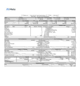 美国元平台工资单 Word 和 PDF 模板（2 页）USA Meta Platforms Paystub Word And PDF Template (2 Pages)-帮司令