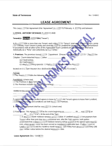 田纳西州月租模板（Word 和 PDF 格式）Tennessee Monthly Rental Template in Word And PDF Format-帮司令