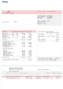 美国Allstate工资单Word和PDF模板（2页）USA Allstate Pay Stub Word And PDF Template (2 Pages)-帮司令