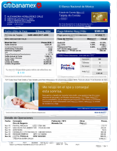 墨西哥花旗银行墨西哥信用卡账单模板Mexico Citibanamex Credit Card Statement Template-帮司令